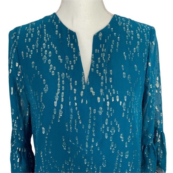 Lilly Pulitzer Elenora Silk Dress Inky Tidal Fish Clip Chiffon NWT - Picture 2 of 6